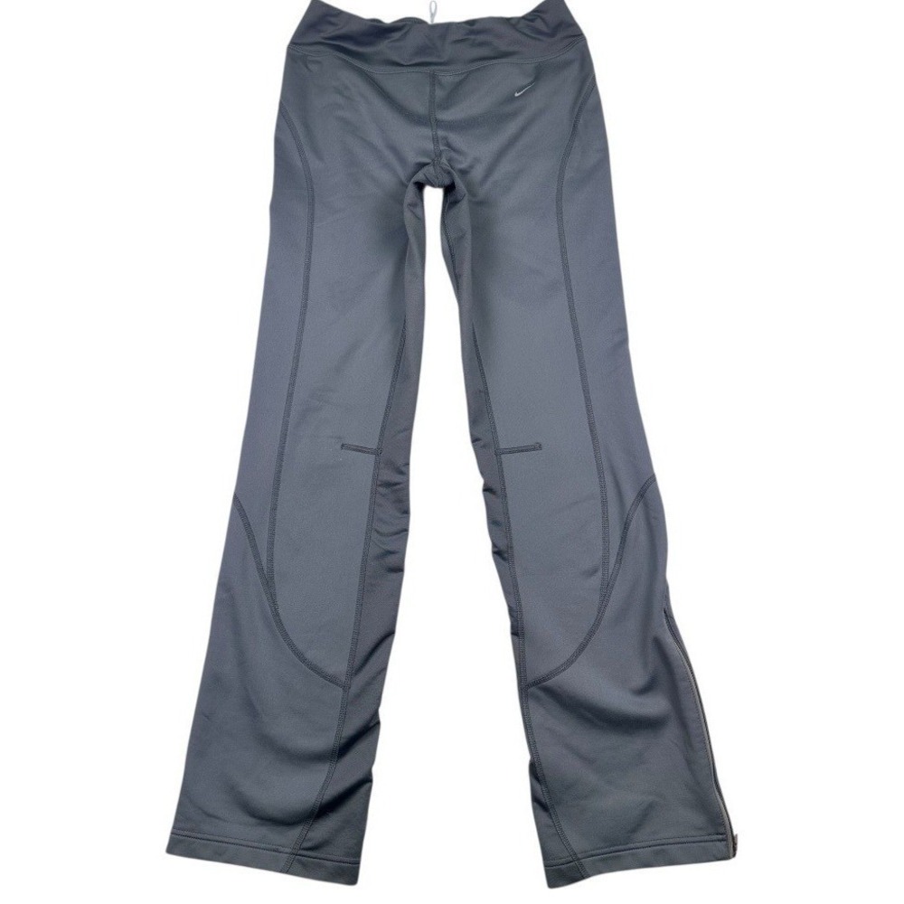 Nike Fit Dry‎ Gray Flare Leggings Zip Hem XS- Y2K Era